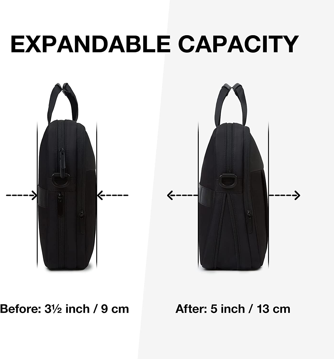 LIGHT FLIGHT 17.3 Inch Laptop Bag, Expandable Briefcase for Men Women,Slim Laptop Case for Computer,Travel Business Bag,Black - Image 3